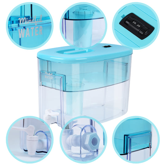 Water Dispenser/Container with Purifier Filter for Alkaline Water, 9L, for Refrigerator or Kitchen