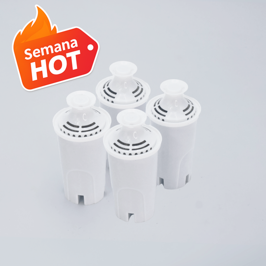 Paquete de 4 filtros de agua alcalina para jarra y/o recipiente